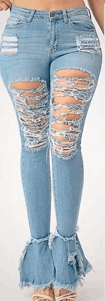 Ripped Bell Bottom Jeans - PINKIE POSH APPAREL & ACCESSORIES