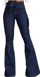 Belted Bell Bottom Jeans