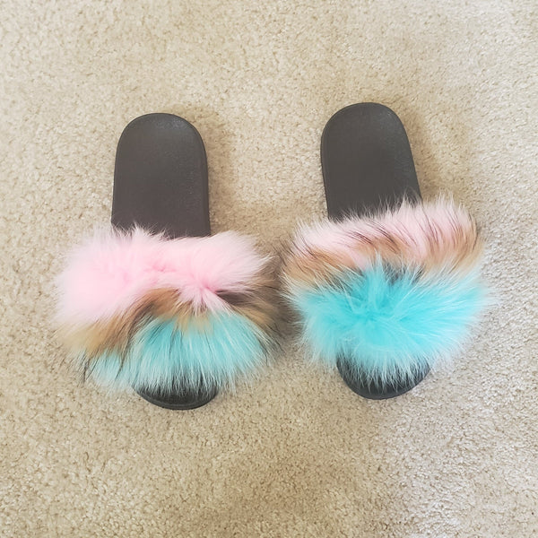Fox Fur Slippers - PINKIE POSH APPAREL & ACCESSORIES