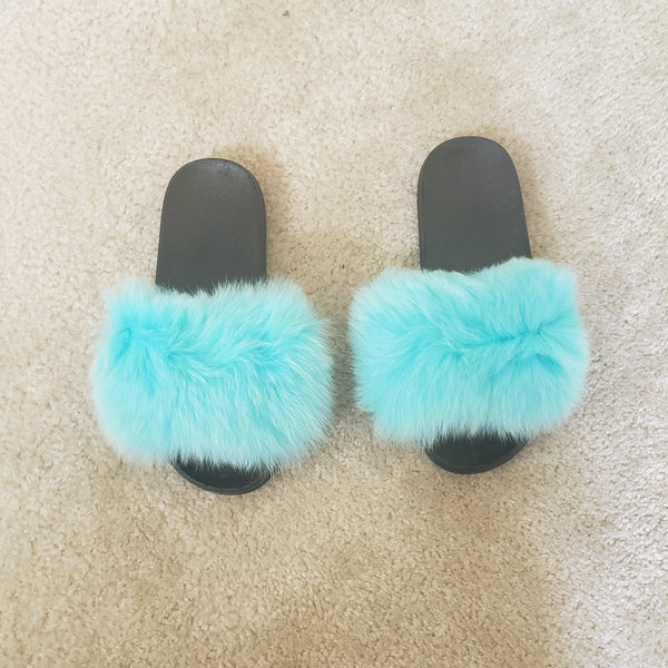 Fox Fur Slippers - PINKIE POSH APPAREL & ACCESSORIES